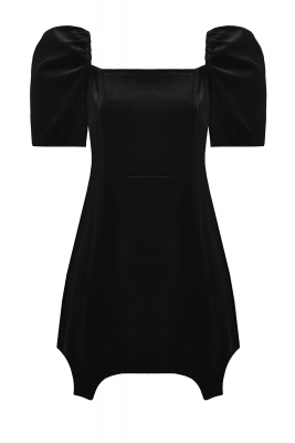 Платье "Кармина" черное, бархат, мини