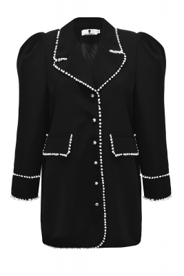 Платье - пиджак "Малика" черное, с белой каймой