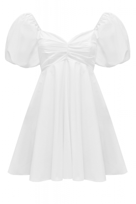 Платье "Гэбби" белое, хлопок, рукава фонарики, мини