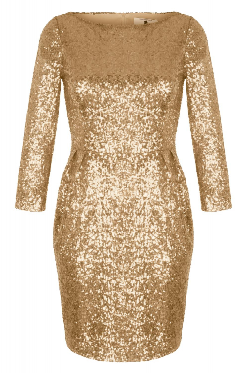 Платье "Руанна" золотистое, пайетки
