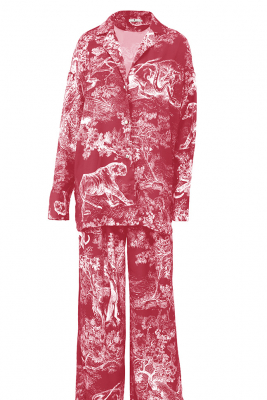 Костюм - пижама "Паскаль" молочный, красно-розовый принт "прованс"
