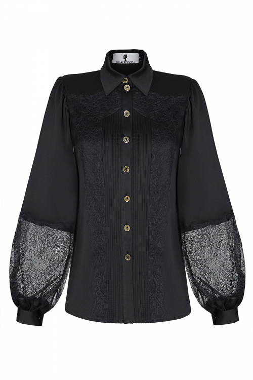 Блуза "Вэлмори" черная, черное кружево