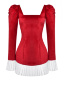 Платье-корсет "Эдит" красный бархатный, с белой отделкой