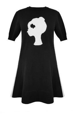 Платье "Овэлла" черное с белым, вязаное