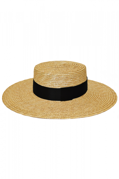 Шляпа "Канотье" песочная, широкие поля (10 см)