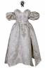 Платье "Версаль" молочное с золотистым, атлас, вышивка, вензеля, миди