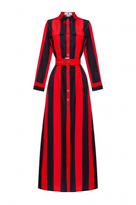 Платье "Бриджит" красное - черное в полоску