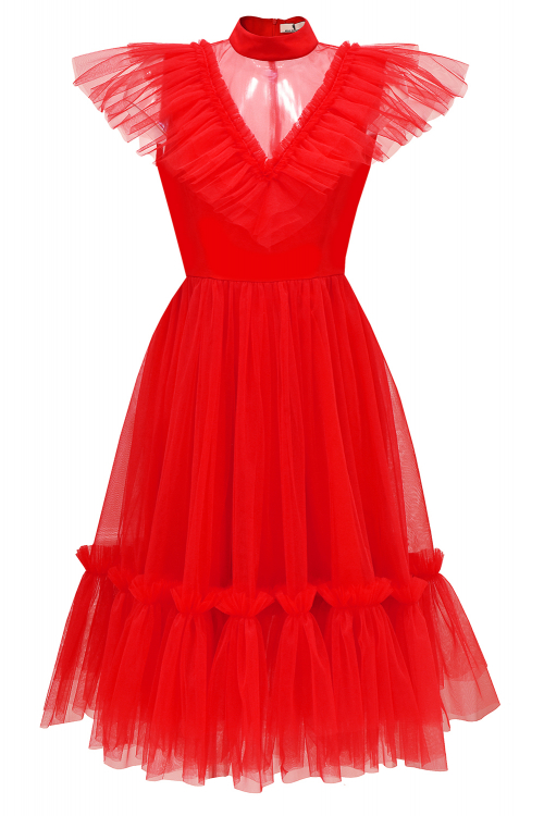 Платье "Парео" красное, фатин