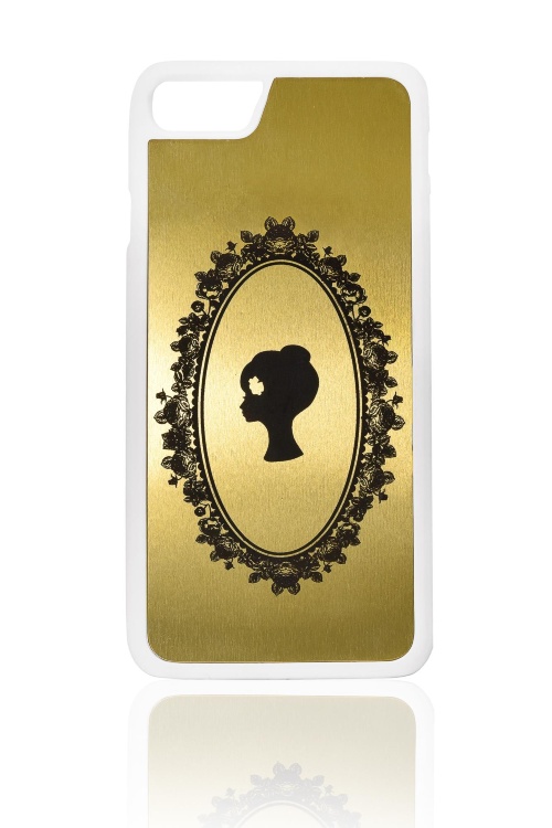 Чехол "NEW Лого" для iPhone 7, белый c золотом