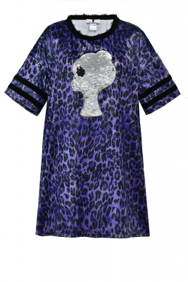Платье "Неон" фиолетовый леопард, бархат