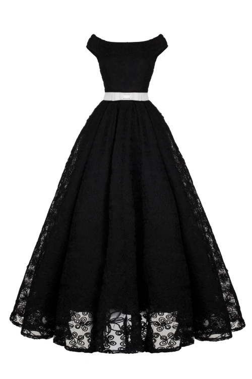 Платье "Мэйкон" черное кружево (на черном), макси