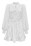 Платье "Эланта" белое, черный горох, подол в сборку, мини