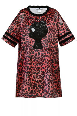 Платье "Неон" красный леопард, бархат