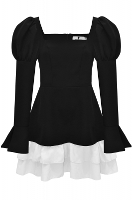 Платье "Элли" черное, юбка из белой ткани
