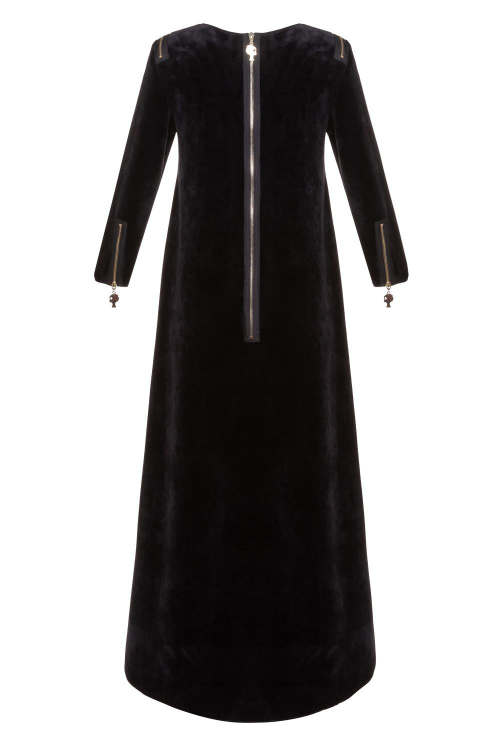 Платье "Мадлен" черный бархат с рукавом