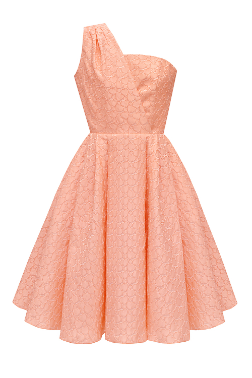 Платье "Кортни" персиковое (нежно-розовое), сердечки, мини