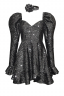 Платье "Джойс" черное, темно-серое (графитовое) пайетки, мини + чокер роза