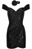 Платье "Джил" черное, пайетки, мини + чокер роза