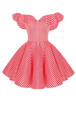 Платье "Жульет" красно-белое, в полоску