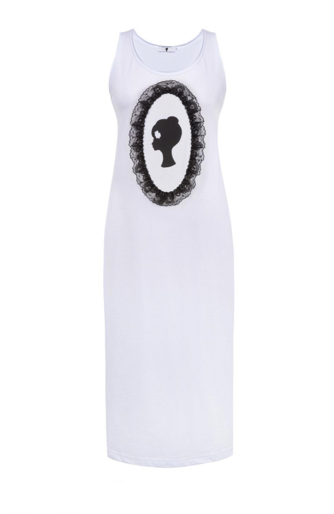Майка-платье "Лого" белое, кружево, макси