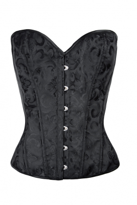 Корсет - пояс черный, высокий, жаккард (узор), на завязках