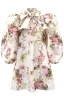 Платье "Лолита" нюдовое, цветочный принт, с бантом, мини