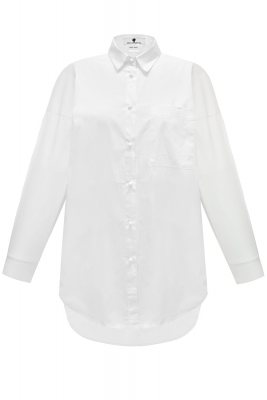 Рубашка - туника, блуза "Лэрри" белая, удлиненная