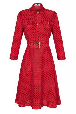Платье "Пелагея" красное в горошек