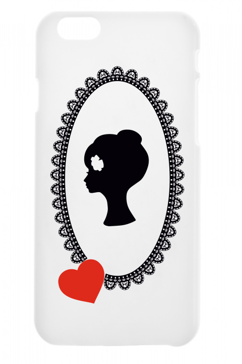 Чехол "Лого"  для IPhone 6,белый с сердцем