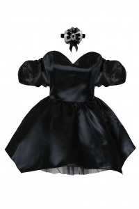 Платье &quot;Бэйлис&quot; черное, сатин (шелк, атлас) мини + подъюбник, чокер