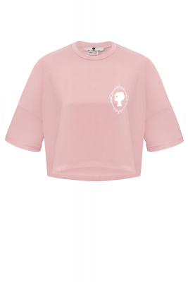 Кроп-футболка "Лого Vintage" пудровая (розовая)