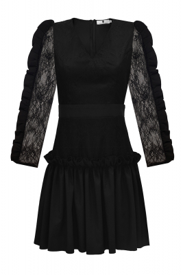 Платье "Мира" черное, с кружевом