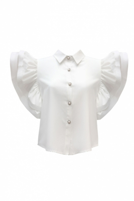Блуза "Вилайна" белая, рукава - воланы
