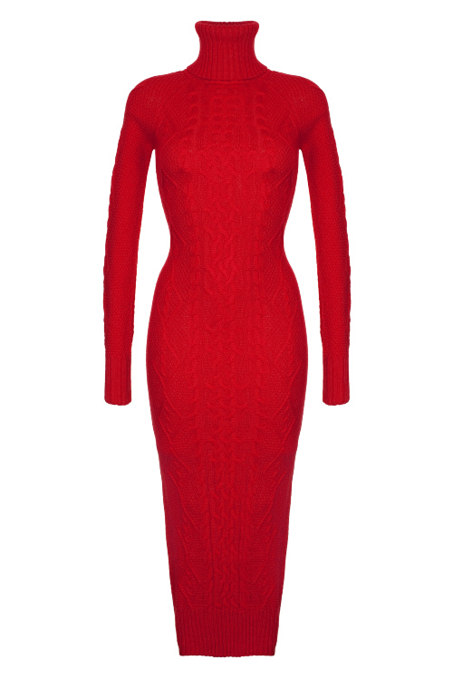 Платье "Инесса" красное, вязаное, макси