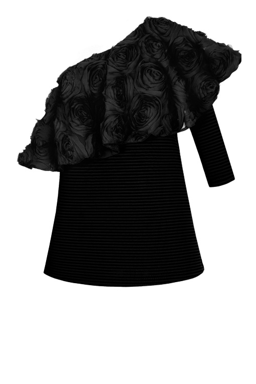 Платье "Космо" черное с розами, мини