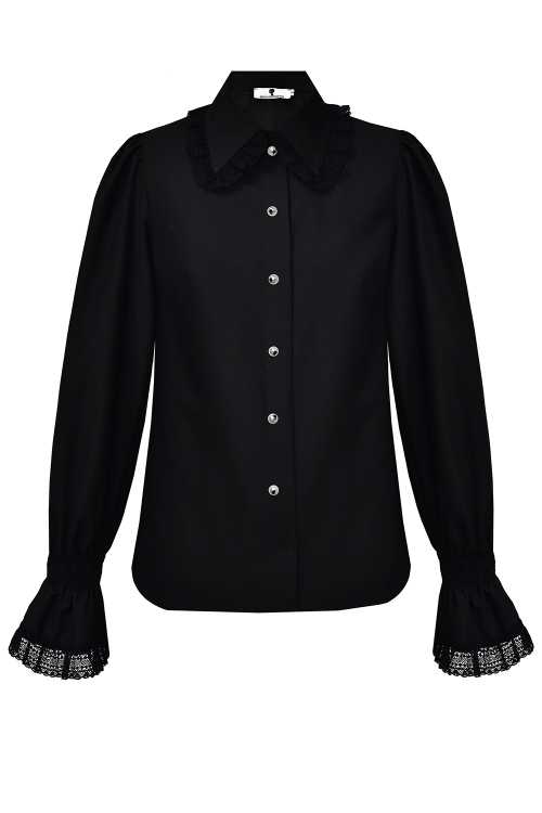 Блуза "Пиано" черная, с кружевом