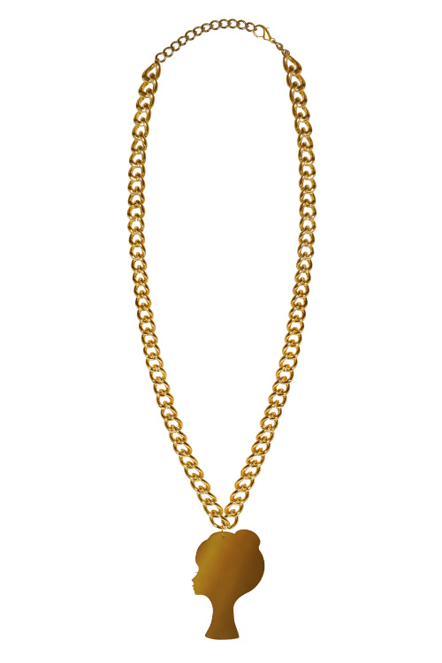 Колье (цепочка) золотистая, крупная с золотистым лого