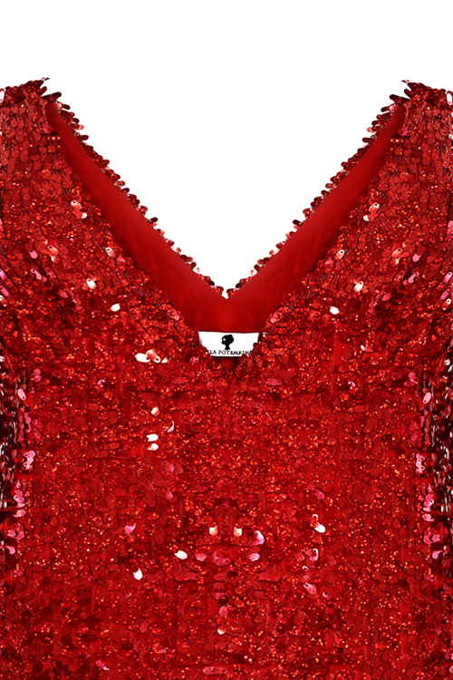 Платье "Розали", красное, пайетки капельки