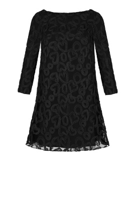 Платье "Дебора" черное, кружево сердечки, мини