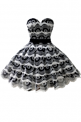 Платье "Николетте" молочное кружево на черном, мини