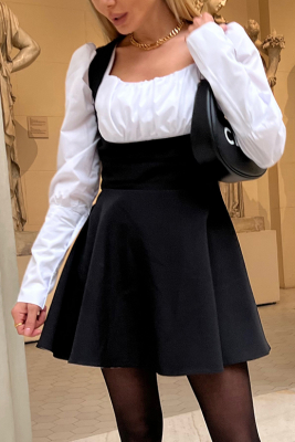 Комплект "Адель" черно-белый, платье + сарафан