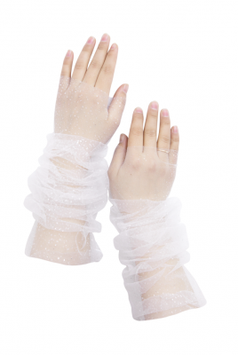 Перчатки "Реглан" белые, фатин с блестками