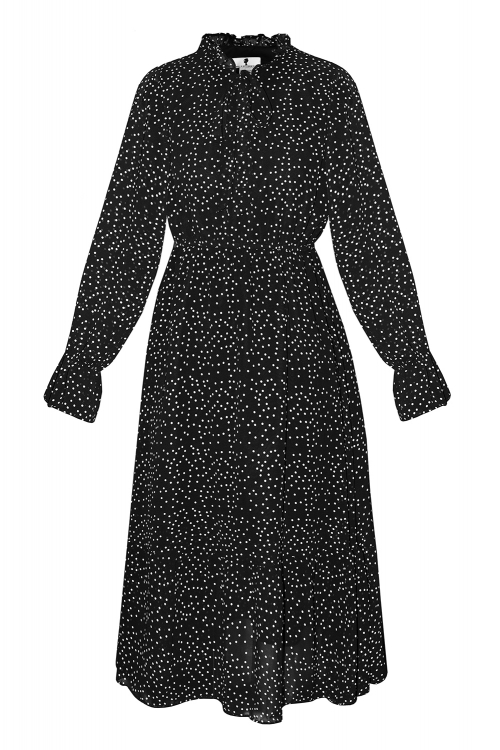 Платье "Флорет" черное, в горошек, РОСТ 165