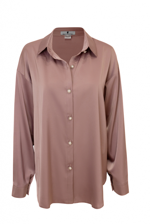 Блуза - рубашка "Дэрил" шоколад, атлас (шелк)