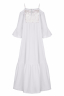 Платье "Дестени" белое, серебристая вставка, макси