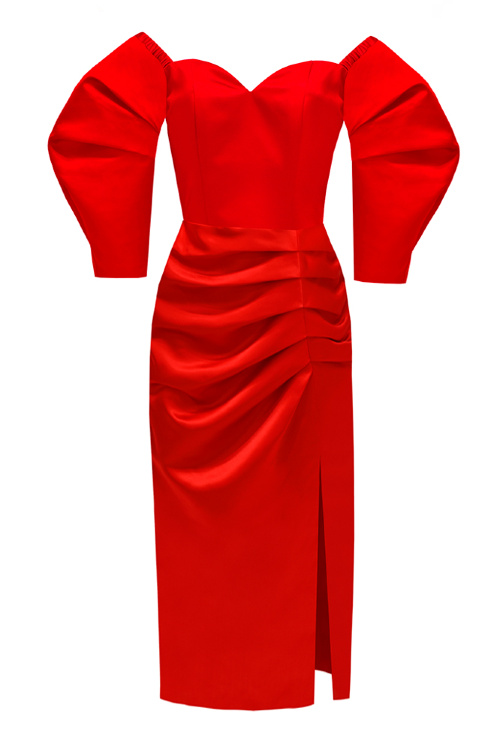 Платье "Эльзи" миди, красное, атлас