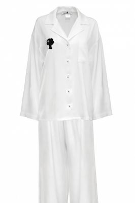Костюм - пижама "Пальм" белый, шелк, с лого