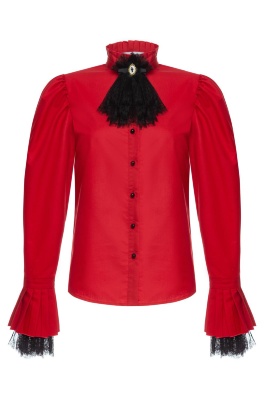 Блуза "Велор" красная, черное кружево
