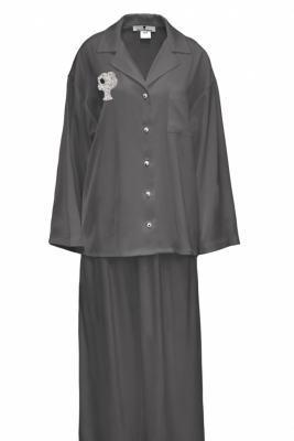 Костюм - пижама "Пальм" серебристый, шелк, с лого