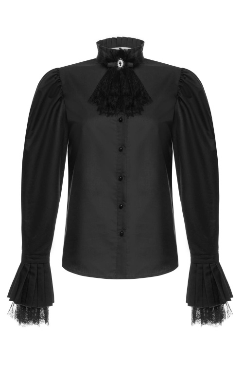 Блуза "Велор" черная, черное кружево